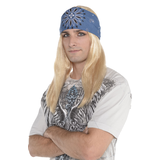 Love of Rock Straight Long Hair Wig with Bandana, Blonde/Blue, One Size, Wearable Costume Accessory for Halloween Front_Angled_Left