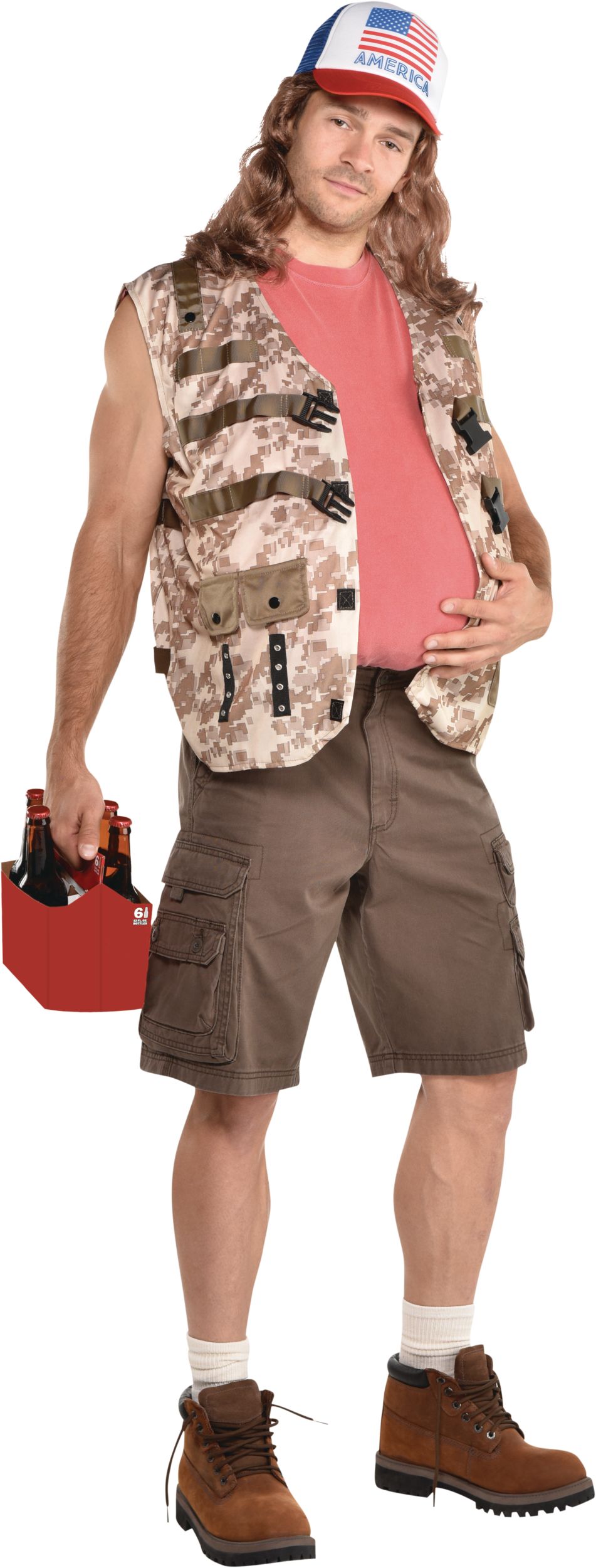 Oversized Beer Belly, Biege, One Size, Wearable Costume Accessory for Halloween Front_Angled_Right