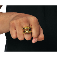 Pirate Skull Ring Jewelry, Gold, One Size, Wearable Costume Accessory for Halloween