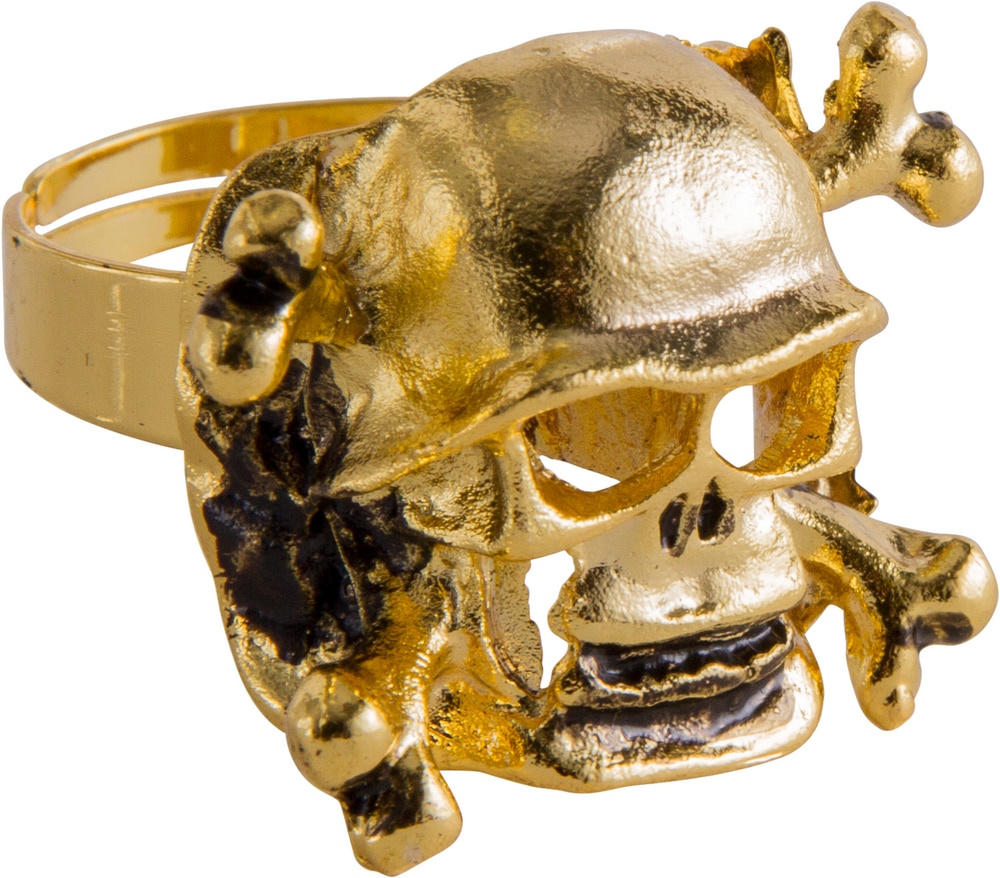 Écusson Brodé Crâne Doré Pirates – Fait Main, à Coudre, Neuf – Thème Trésor Skulls
