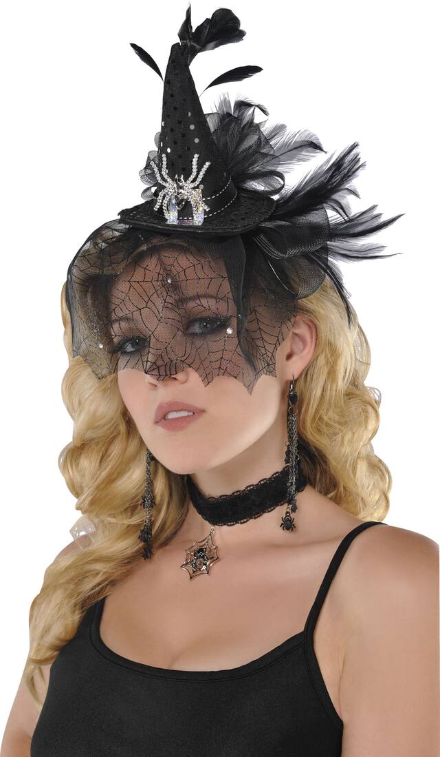 Dangly Spider Earring Jewelry, Black/Silver, One Size, 2-pk, Wearable Costume Accessories for Halloween Front_Angled_Left