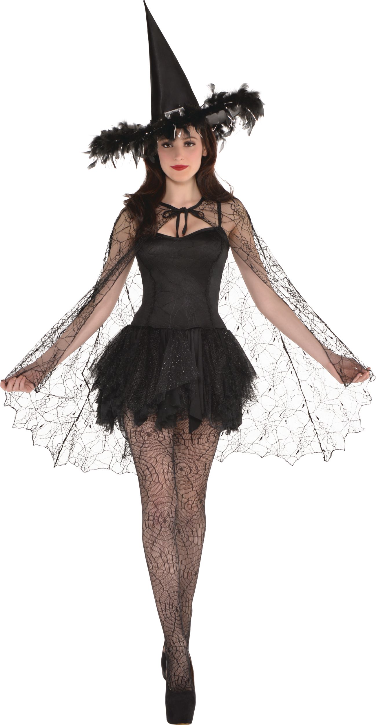 Adult Spider Web Lace Cape, Black, One Size, Wearable Costume Accessory for Halloween Front_Flat