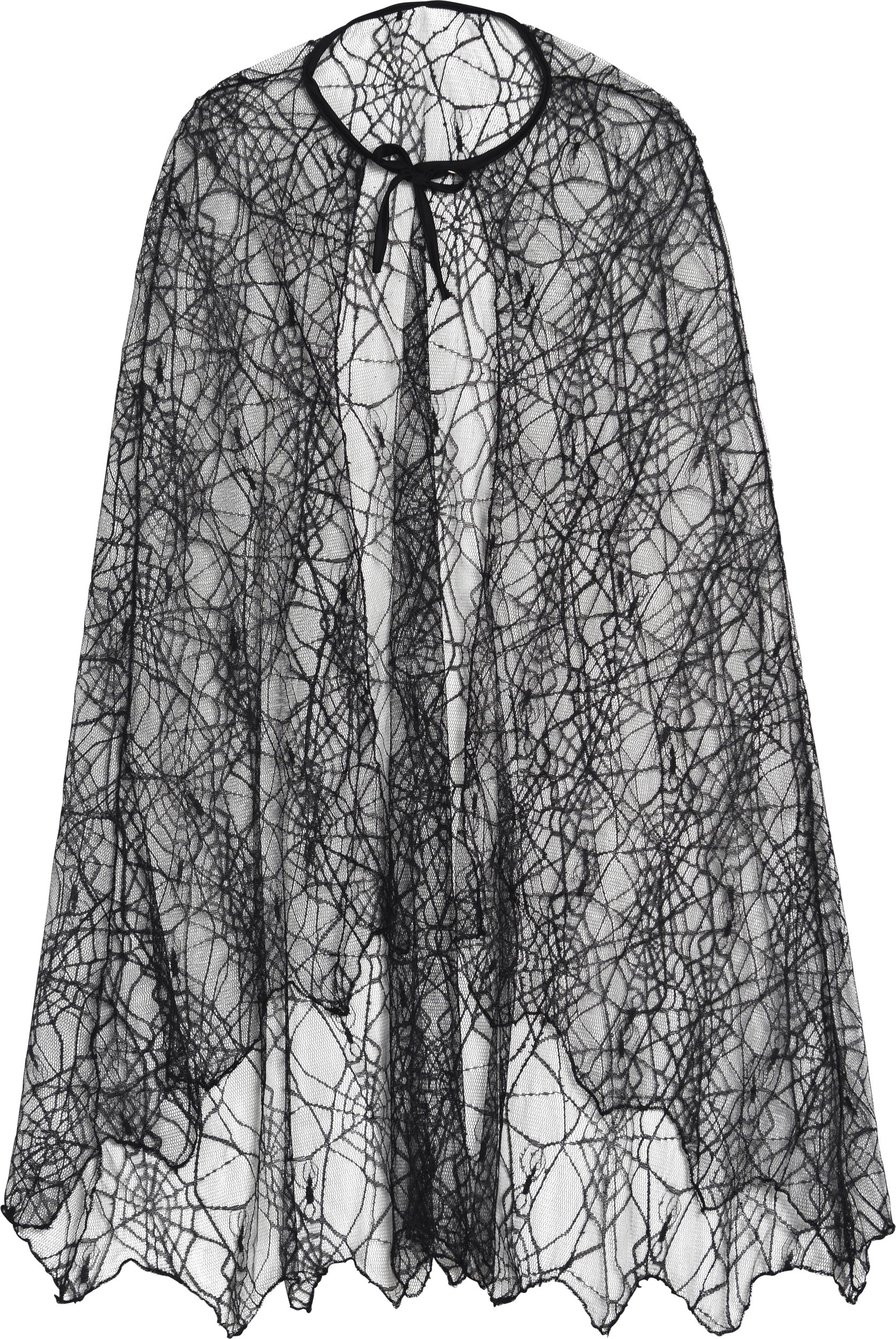Adult Spider Web Lace Cape, Black, One Size, Wearable Costume Accessory for Halloween Front_Flat