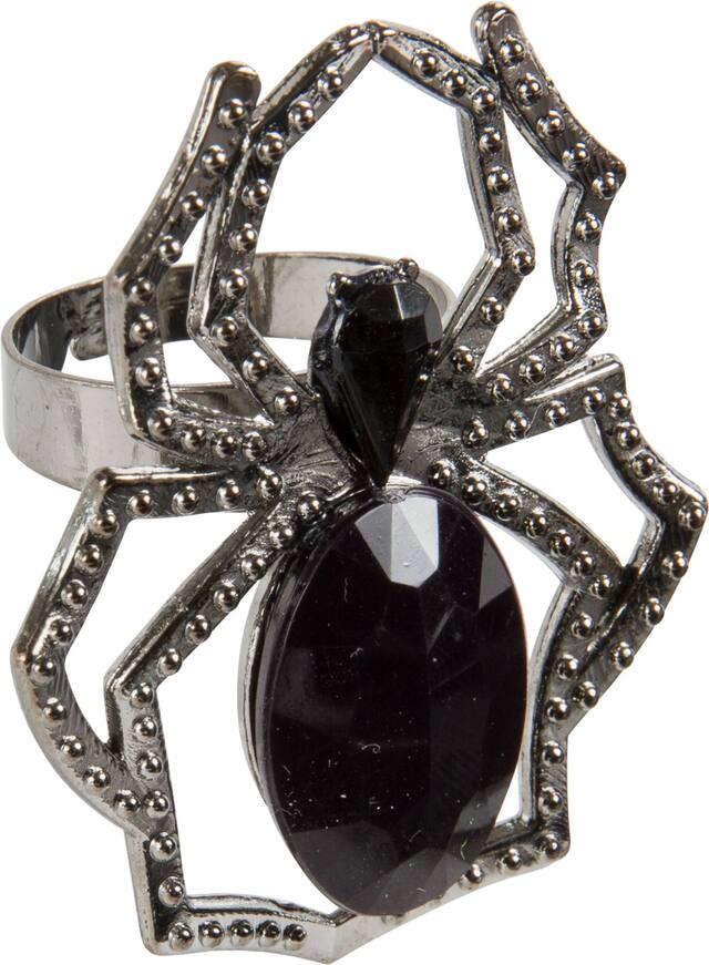 Spider Ring Jewelry, Black/Silver, One Size, Wearable Costume Accessory for Halloween Front_Three_Fourths_Angled_Right