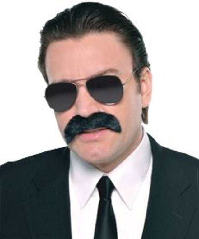 Pilosité faciale, moustache de gangster, noir, taille unique, accessoire de costume à porter pour l'Halloween Front_Angled_Left