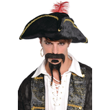 Pilosité faciale, moustache de pirate et barbichette tressée, noir, taille unique, paq. 2, accessoires de costume à porter pour l'Halloween Front_Flat