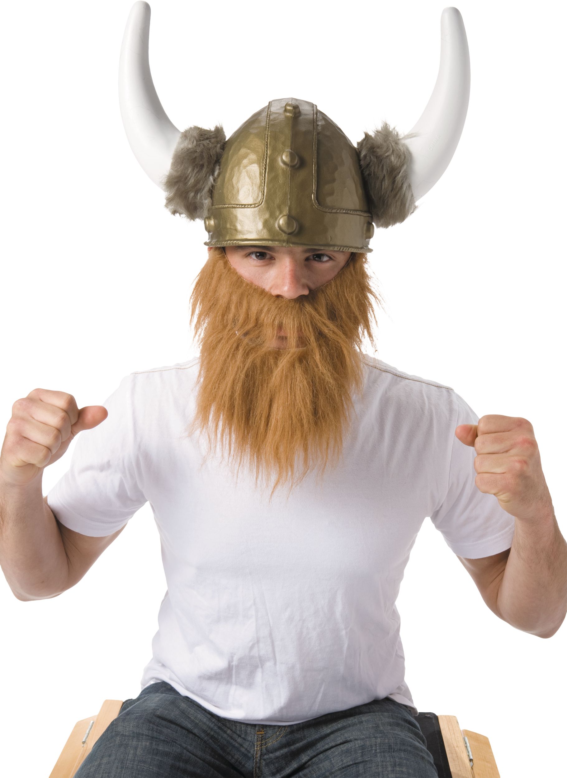 Barbe de viking rouge pour costume d'Halloween Front_Flat