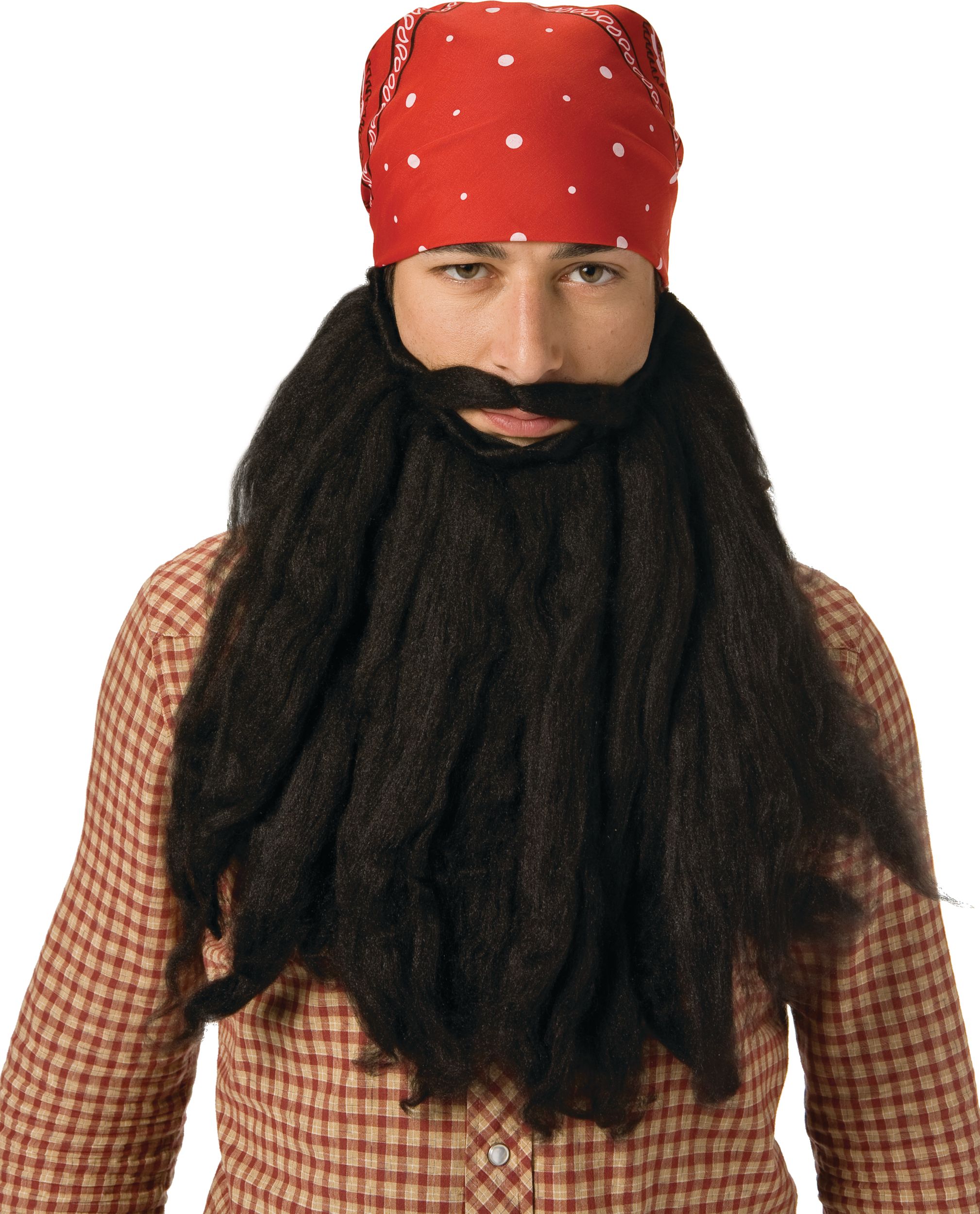 Pirate Long Hair Facial Hair Beard Black One Size Wearable Costume Accessory for Halloween