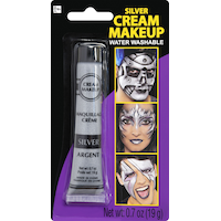 Maquillage de théâtre en crème, argenté, 0,7 oz, accessoire de costume pour l'Halloween Front_Flat