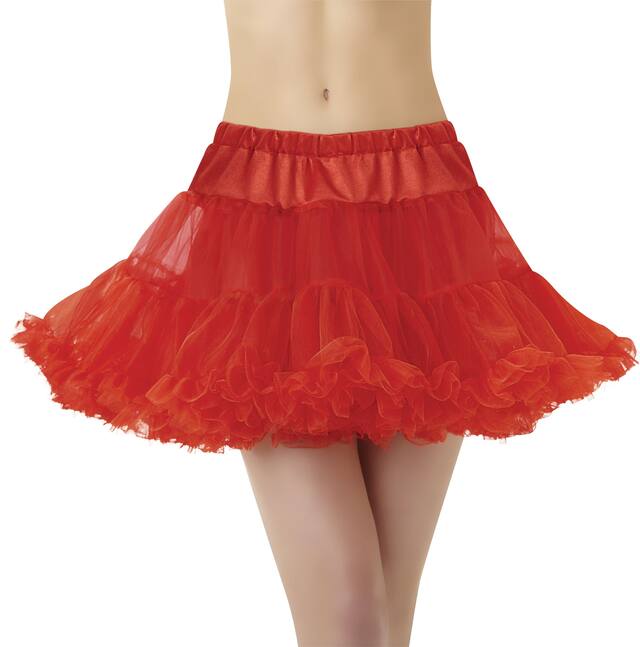 Adult Petticoat Tutu Tulle Skirt, Red, One Size, Wearable Costume Accessory for Halloween Front_Flat