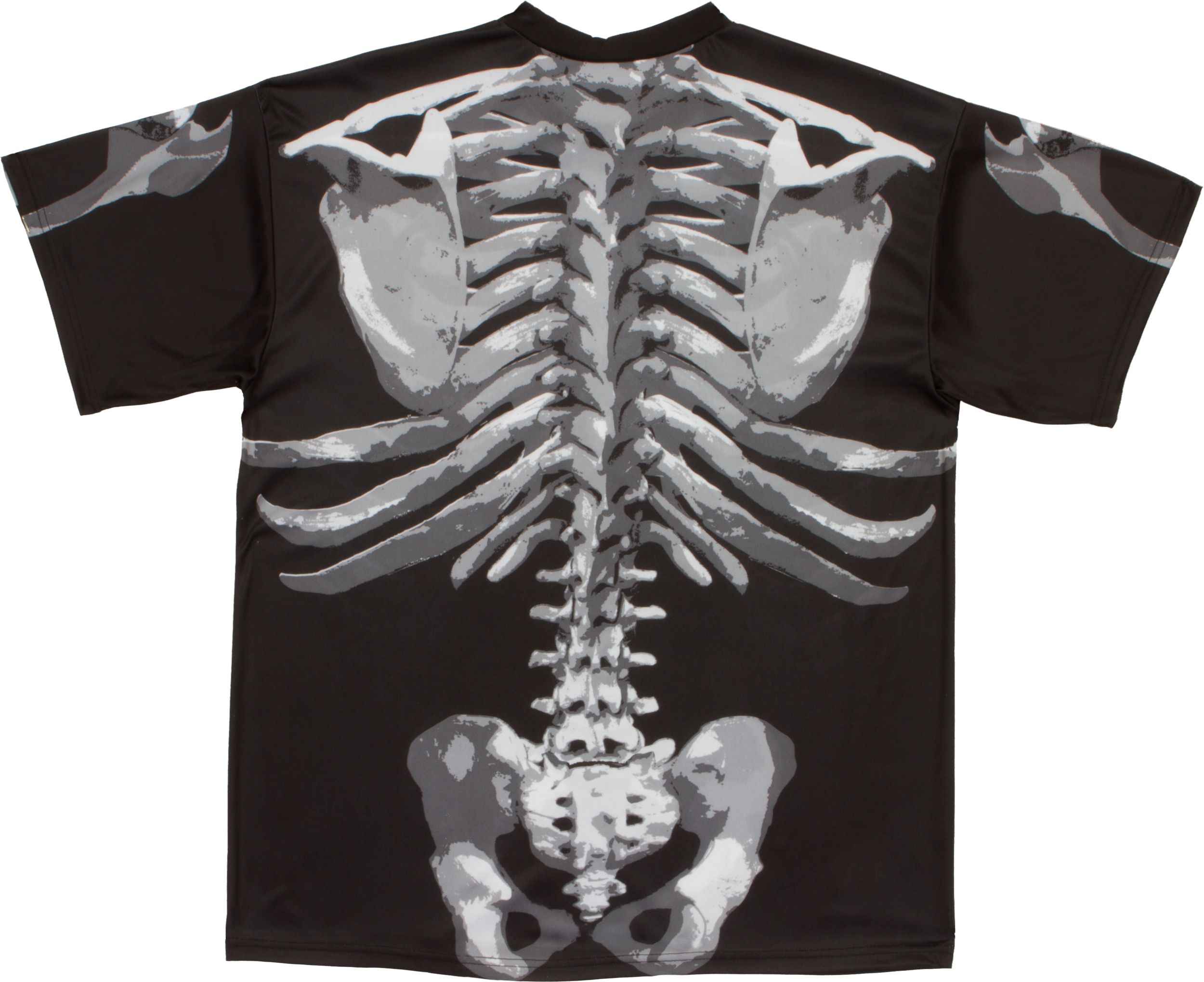 T-shirt à motif de côtes squelettes pour adulte, noir/blanc, taille universelle, accessoire de costume portable pour l'Halloween Back_Flat