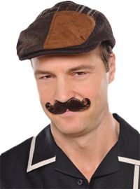 Mini Handlebar Moustache Facial Hair, Brown, One Size, Wearable Costume Accessory for Halloween Front_Angled_Left
