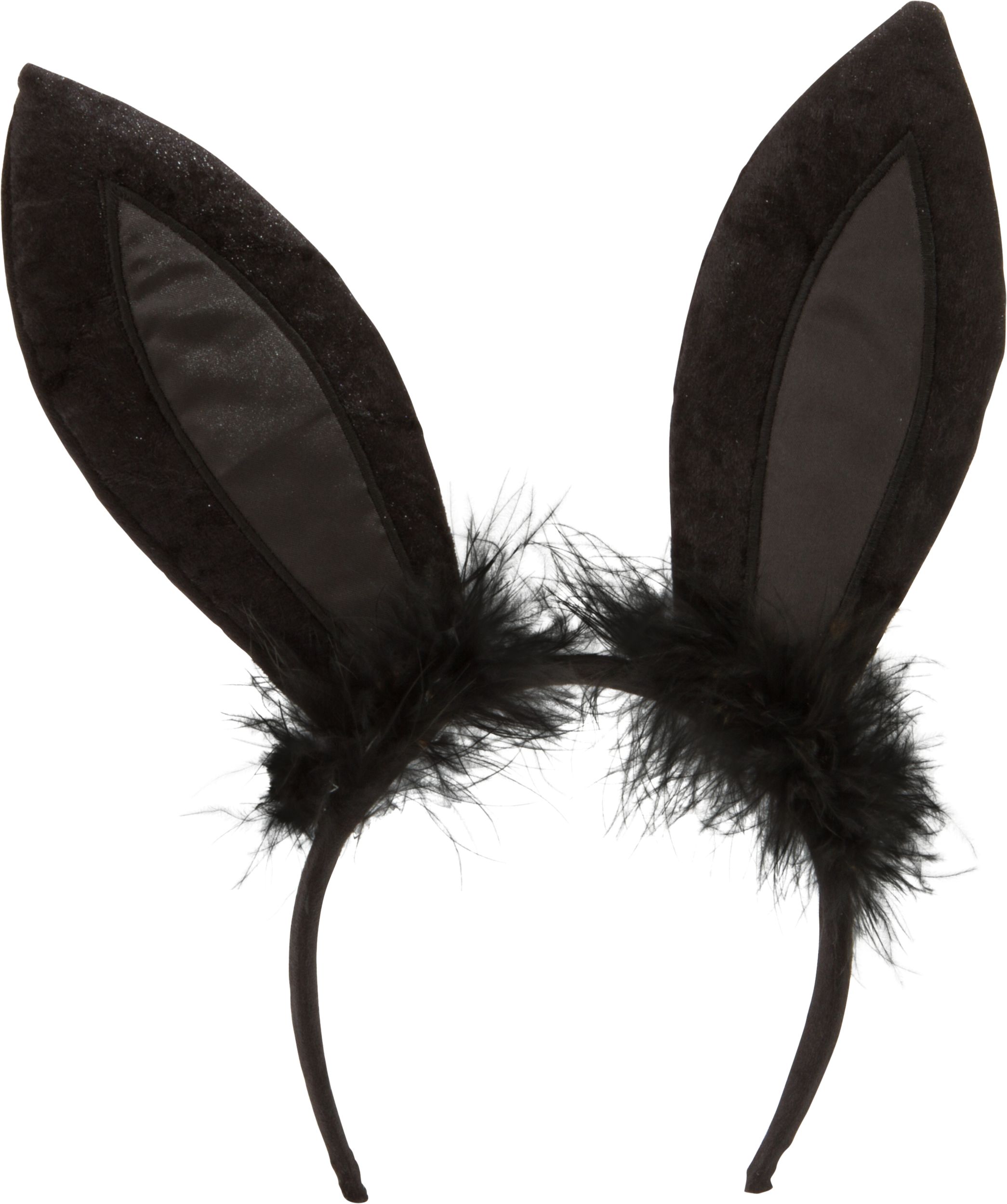 Marabou Bunny Ears Headband Black One Size Wearable Costume Accessory for Halloween Party City