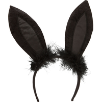 Serre-tête à oreilles de lapin en marabout, noir, taille unique, accessoire de costume à porter pour l'Halloween Front_Flat