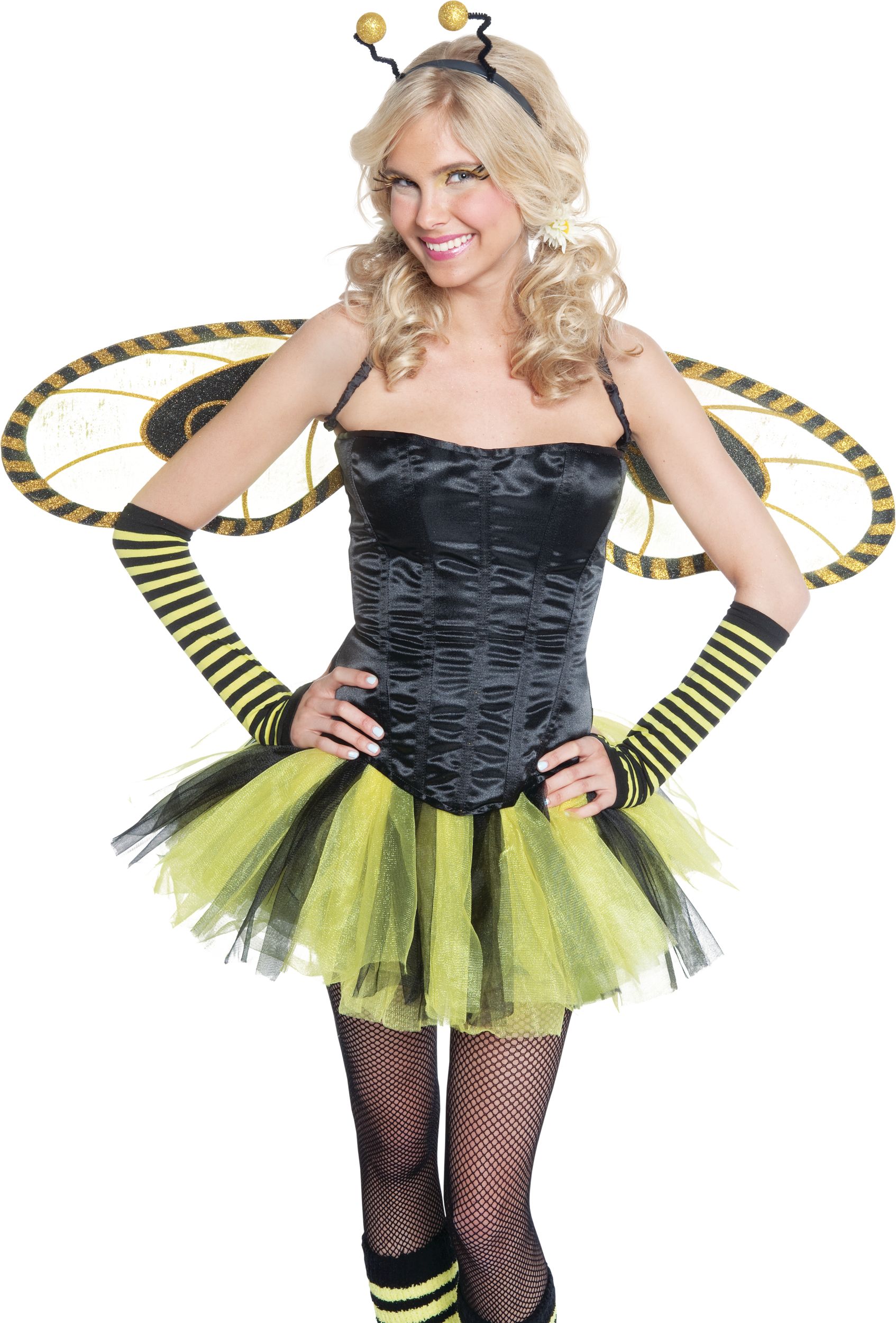 Glitter Bumblebee Wings, Yellow/Black, One Size, Wearable Costume Accessory for Halloween Front_Flat