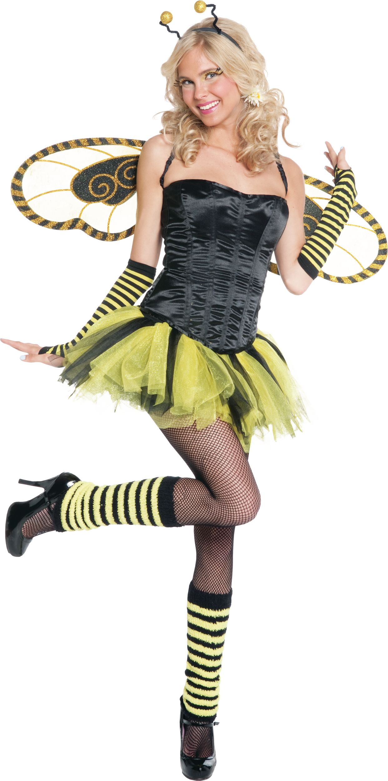 Glitter Bumblebee Wings, Yellow/Black, One Size, Wearable Costume Accessory for Halloween Front_Flat