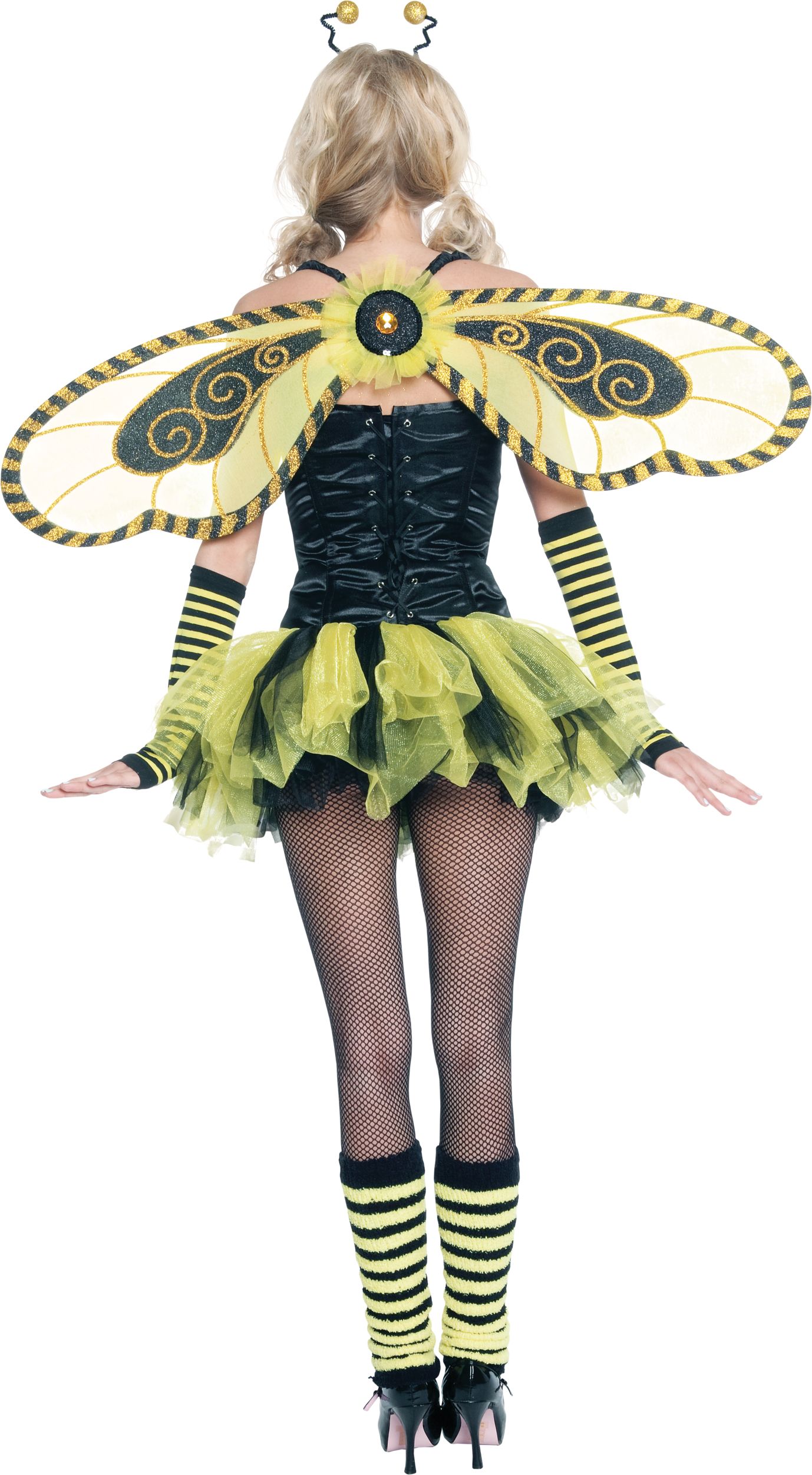 Glitter Bumblebee Wings, Yellow/Black, One Size, Wearable Costume Accessory for Halloween Back_Flat