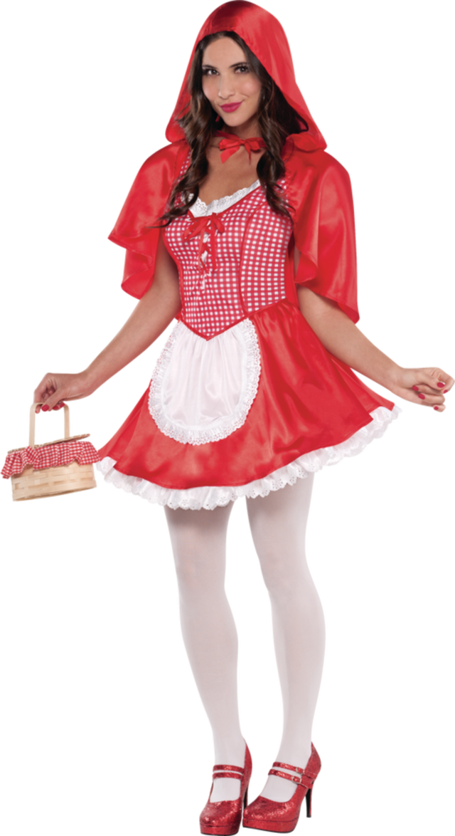Women's Little Red Riding Hood Red/White Dress with Cape & Hood