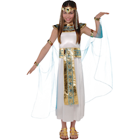 Kids' Cleopatra White Dress with Cape & Headband Halloween Costume, Assorted Sizes Front_Flat