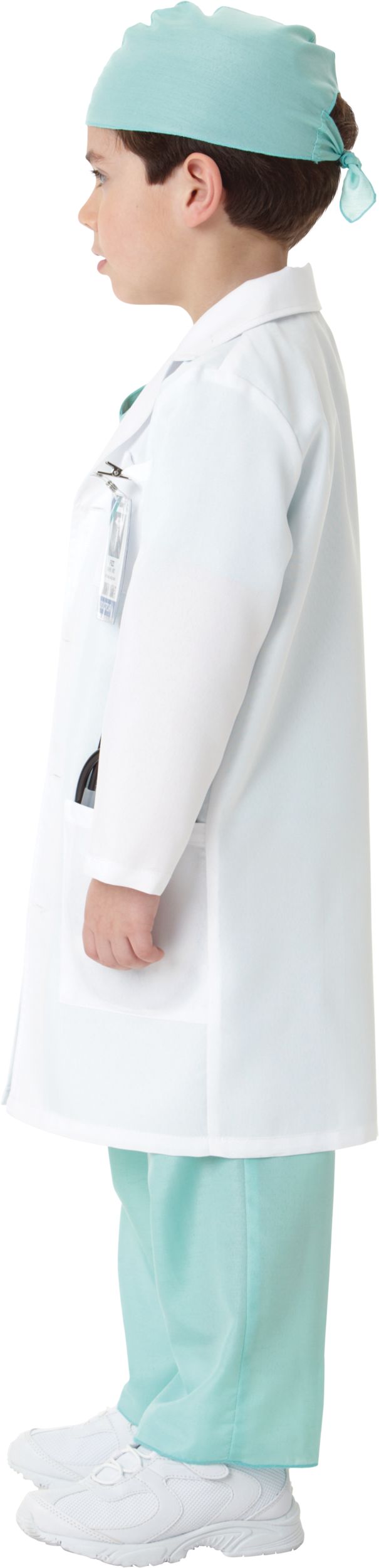Kids' Doctor White & Teal Scrubs with Shirt & Pants Halloween Costume, Assorted Sizes Side_Left