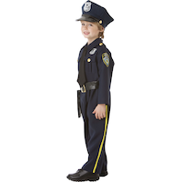 Toddler & Kids' Cop Police Officer Blue Outfit with Shirt/Pants/Hat Halloween Costume, Assorted Sizes