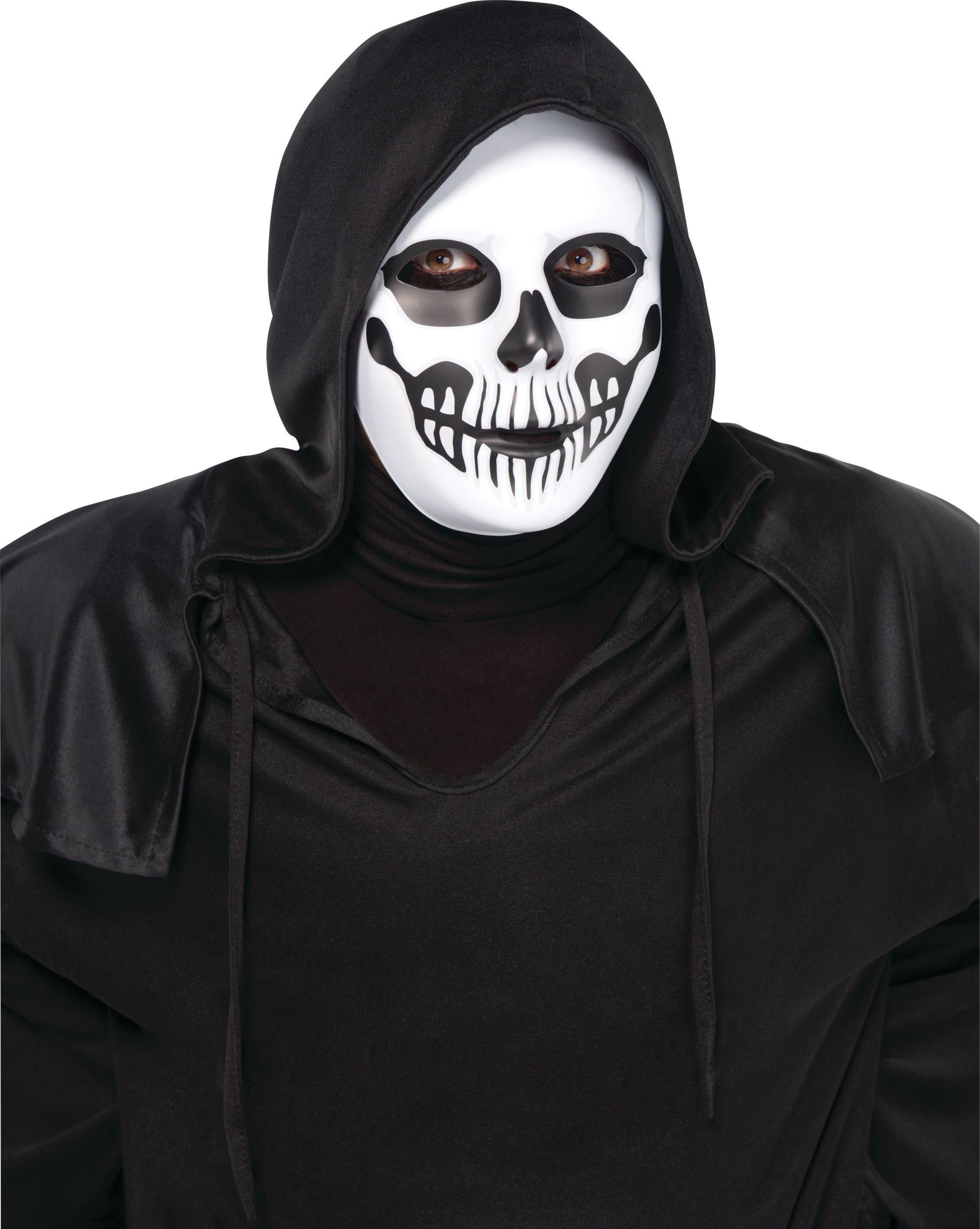 Masque de crâne squelette, noir/blanc, taille unique, accessoire de costume à porter pour l'Halloween Front_Flat