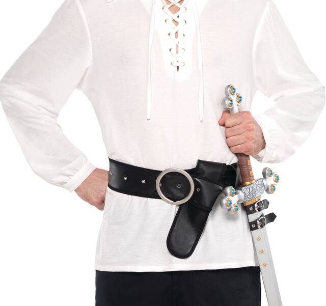 Belt Sword Weapon Holder, Black, One Size, Wearable Costume Prop for Halloween Front_Flat