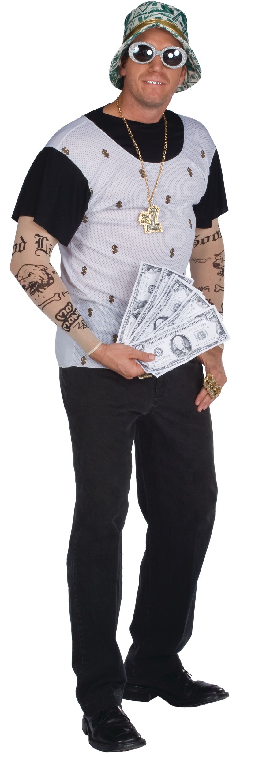 Faux argent Big Daddy, vert, taille unique, paq. 40, accessoire de costume pour l'Halloween Front_Angled_Right