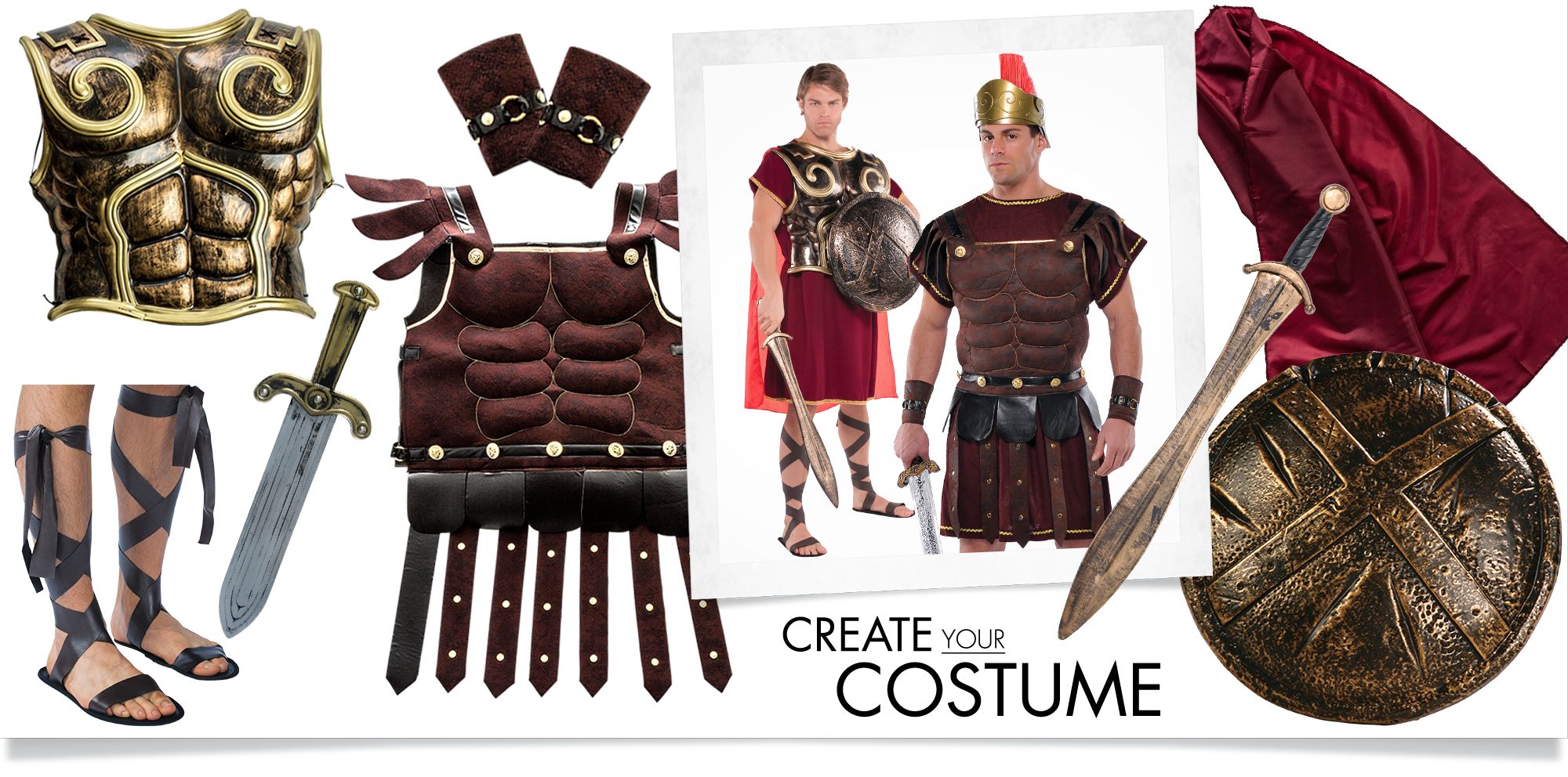 Adult Halloween Costume Greek Chest Plate with Cape Front_Flat
