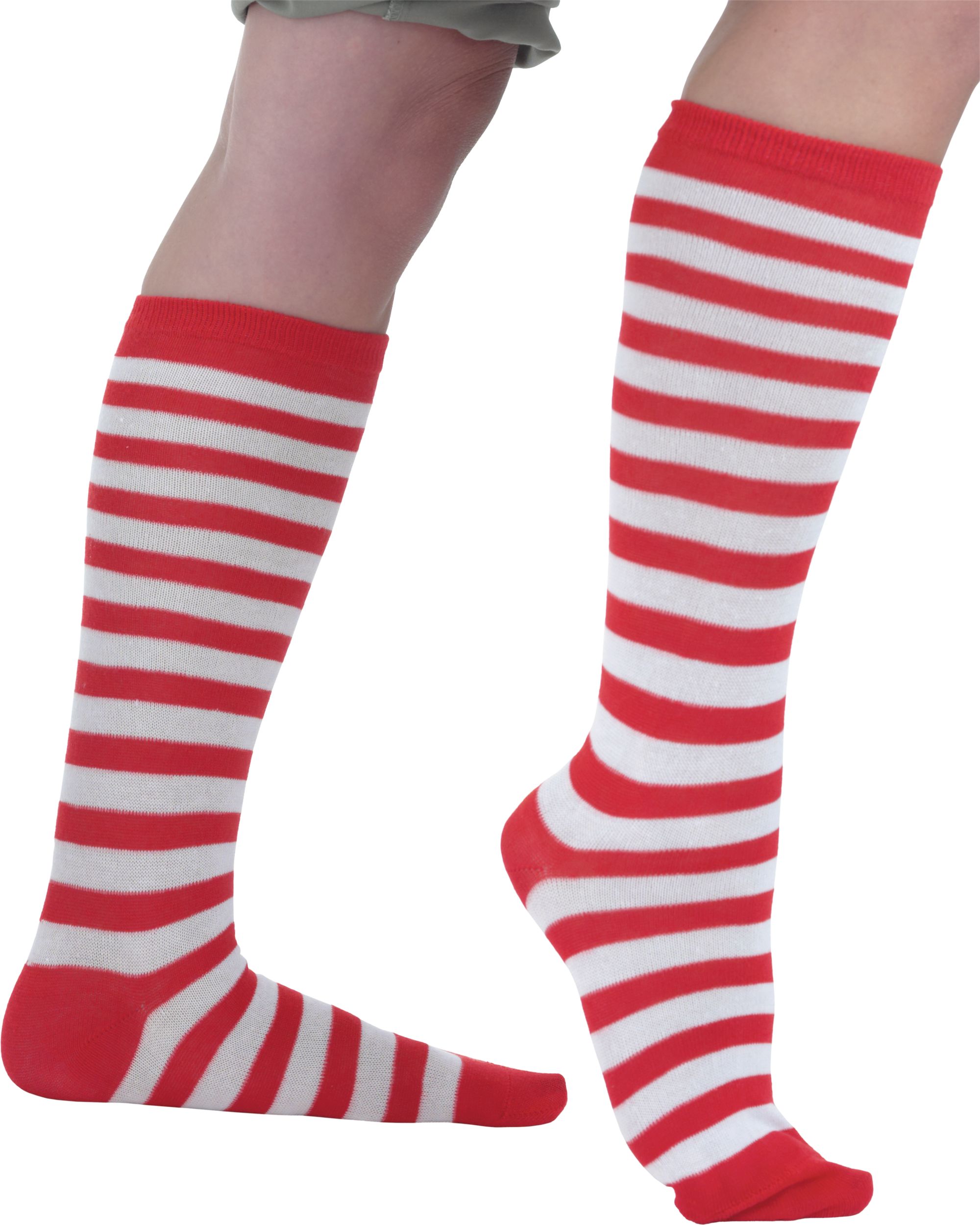 Red & White Striped Halloween Costume Accessories Party Socks, Teen, Adult, One Size Side_Right