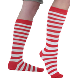 Red & White Striped Halloween Costume Accessories Party Socks, Teen, Adult, One Size Side_Right