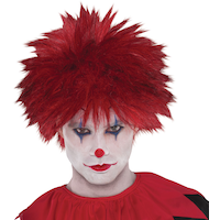 Clown Evil Spiky Short Hair Wig, Red, One Size, Wearable Costume Accessory for Halloween Front_Flat