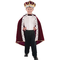 Kids' Royal Cape with Fur, Red, One Size, Wearable Costume Accessory for Halloween