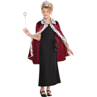 Kids' Royal Cape with Fur, Red, One Size, Wearable Costume Accessory for Halloween
