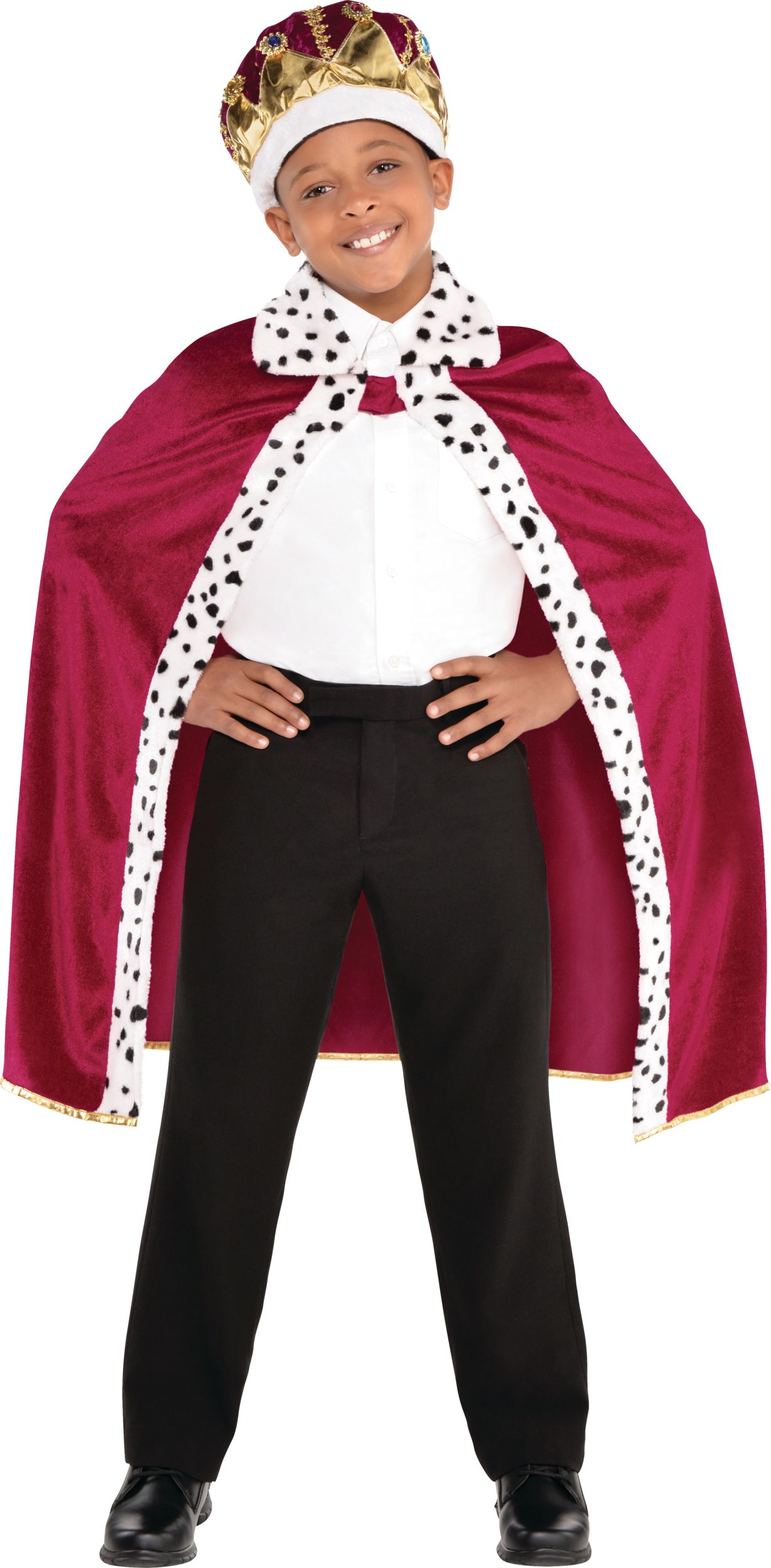 Cape royale à fourrure pour enfants, rouge, taille universelle, accessoire de costume à porter pour l'Halloween Front_Flat