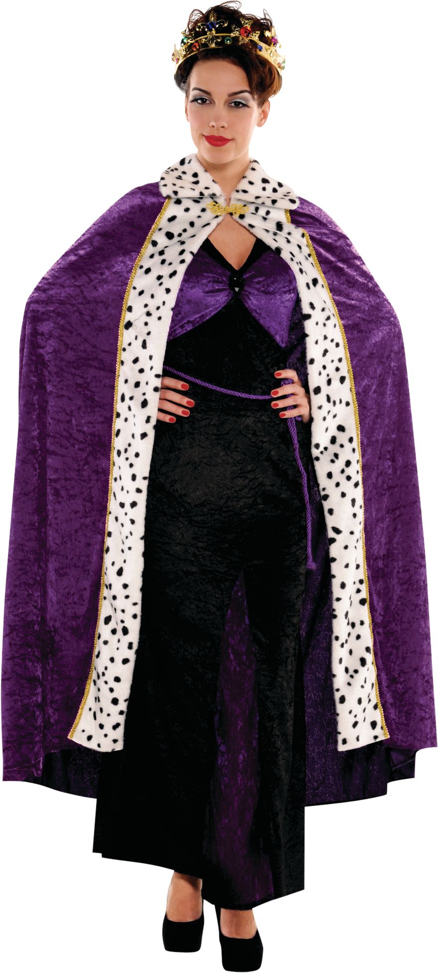 Women's Royal Queen Velour Cape, Purple, One Size, Wearable Costume Accessory for Halloween Front_Flat
