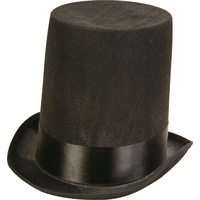 Abraham Lincoln Stovepipe Top Hat, Black, One Size, Wearable Costume Accessory for Halloween Front_Angled_Left