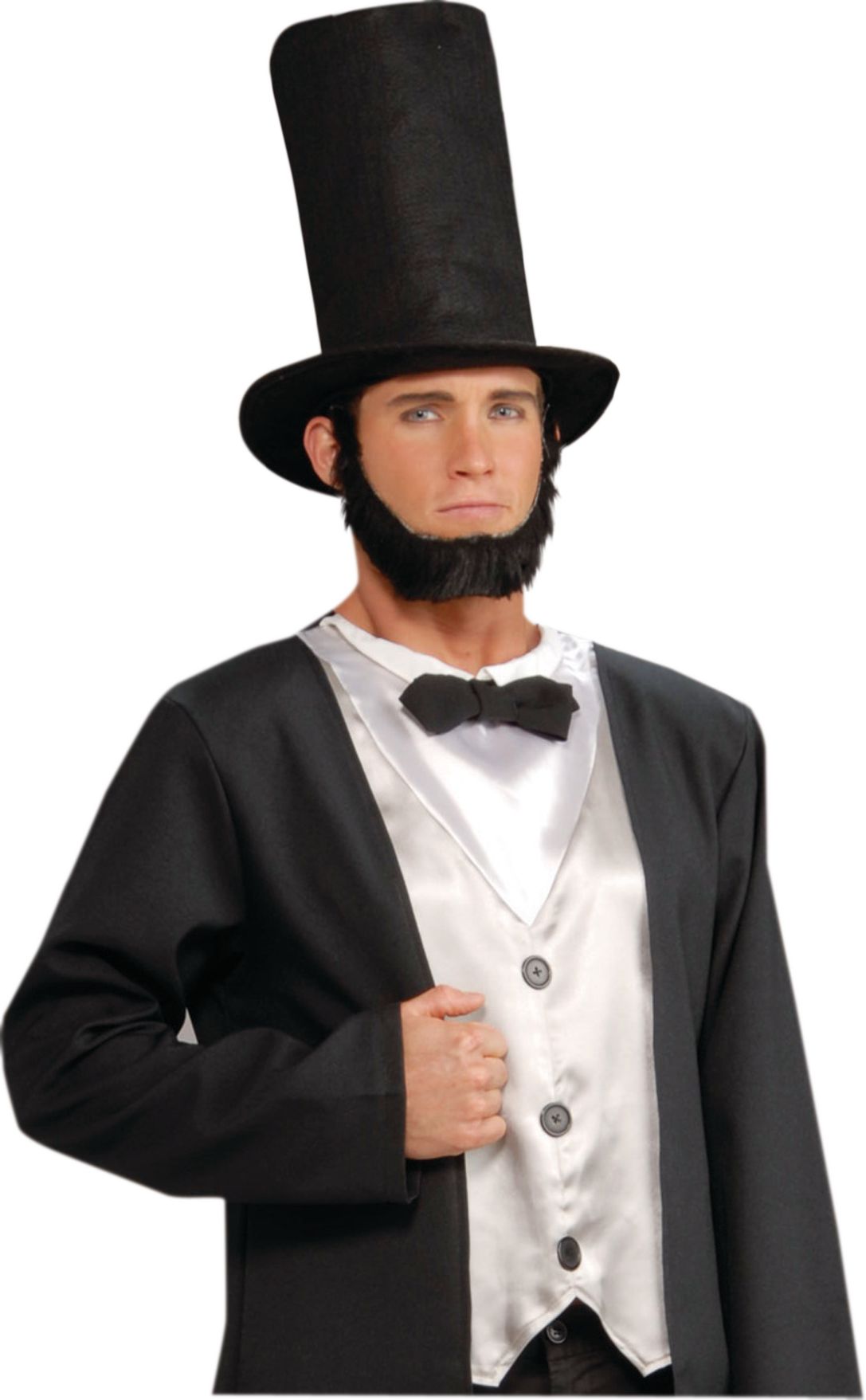 Abraham Lincoln Stovepipe Top Hat, Black, One Size, Wearable Costume Accessory for Halloween Front_Angled_Right
