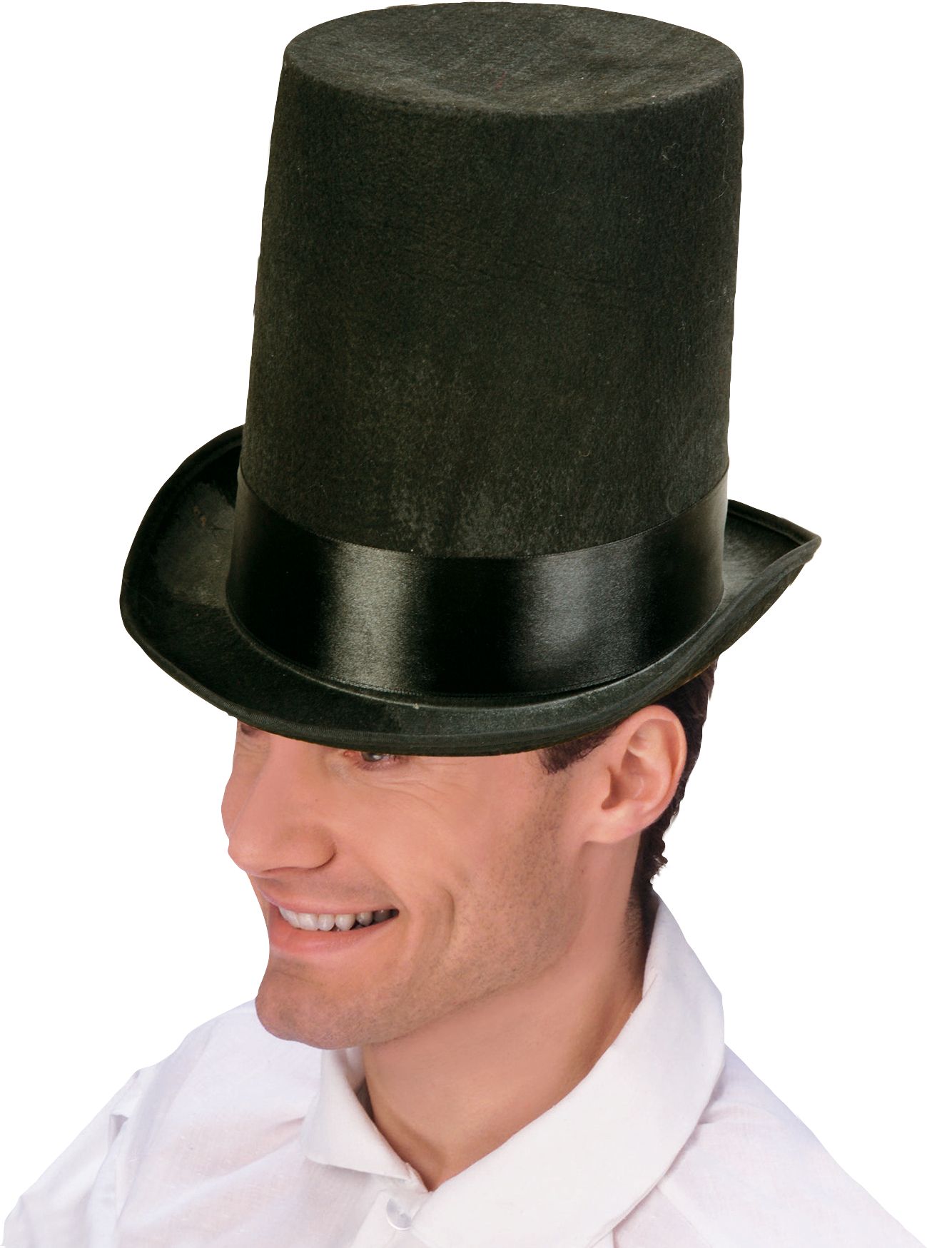 Abraham Lincoln Stovepipe Top Hat, Black, One Size, Wearable Costume Accessory for Halloween Front_Angled_Left