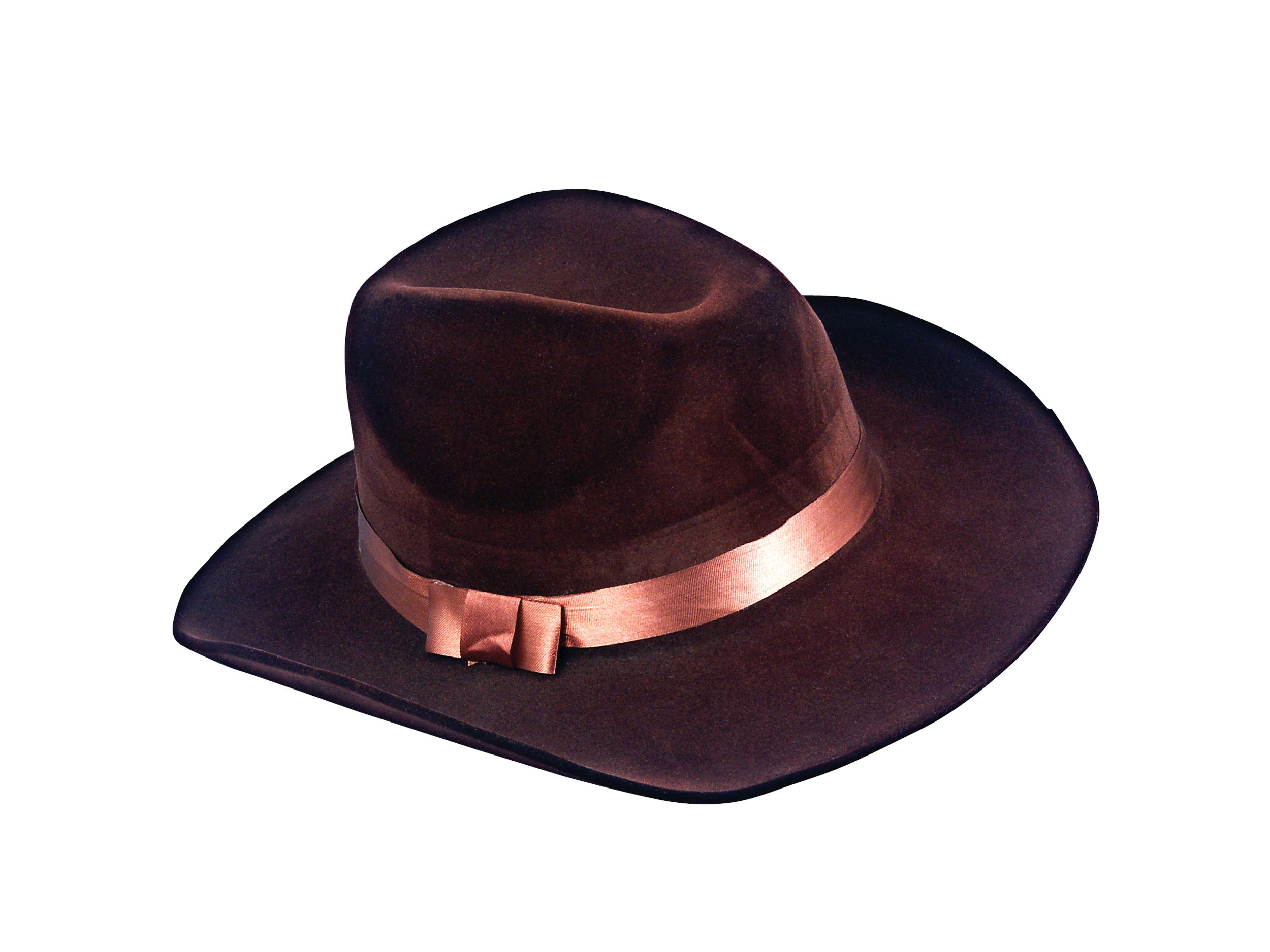 Western Flocked Cowboy Hat, Brown, One Size, Wearable Costume Accessory for Halloween Front_Angled_Right