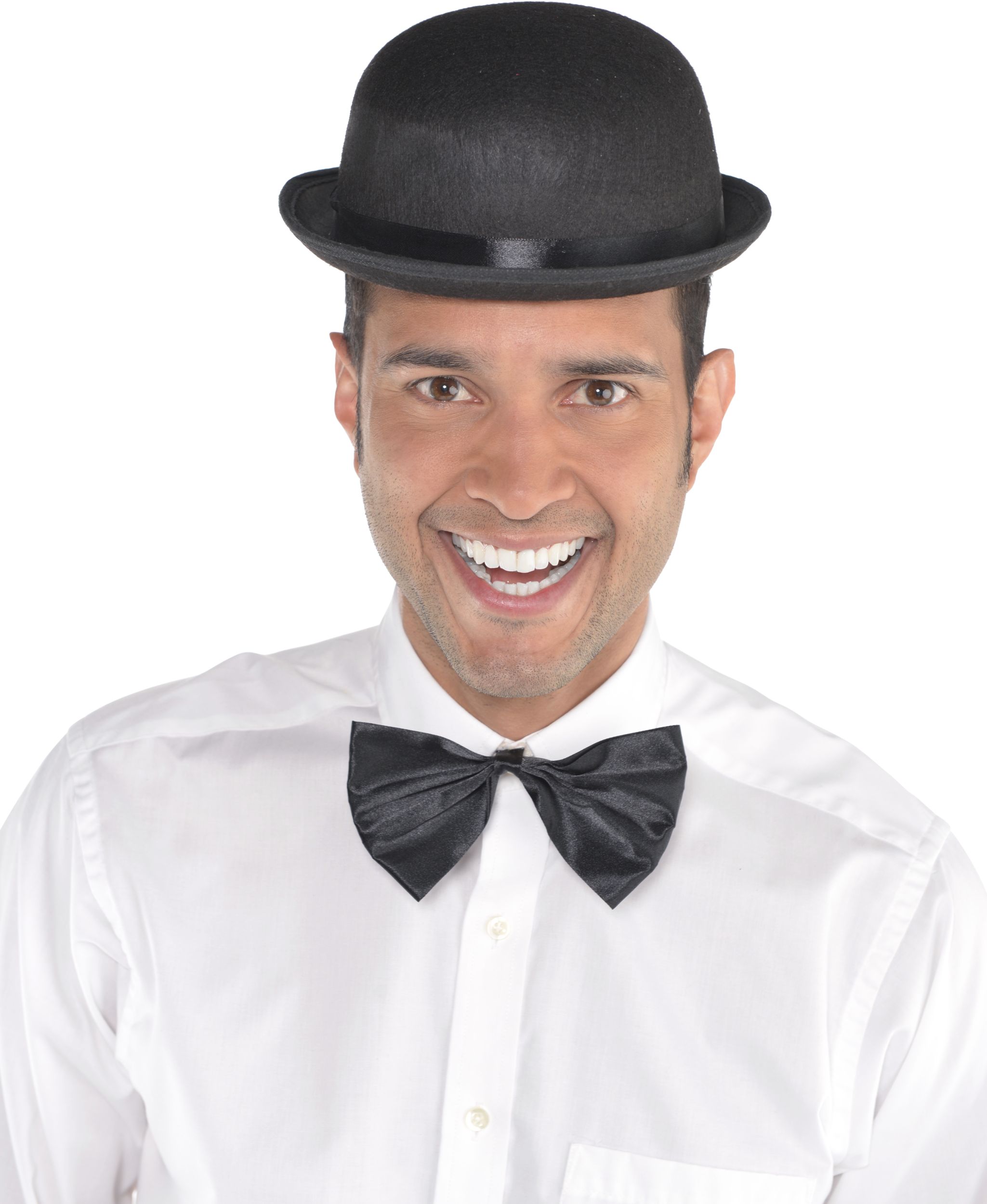 Black Derby Party Hat Front_Flat