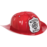 "Fire Dept." Firefighter Worker Plastic Hard Hat, Red, One Size, Wearable Costume Accessory for Halloween Front_Angled_Right