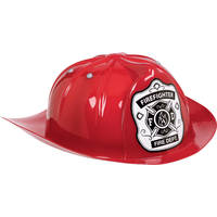 "Fire Dept." Firefighter Worker Plastic Hard Hat, Red, One Size, Wearable Costume Accessory for Halloween Front_Angled_Right