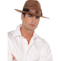 Archaeologist Cowboy Faux Suede Hat, Brown, One Size, Wearable Costume Accessory for Halloween