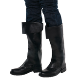Couvre-bottes de pirate mi-mollet, noir, taille unique, accessoire de costume à porter pour l'Halloween Front_Angled_Left