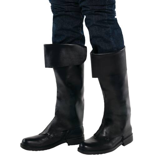 Pirate Boot Cover Mid-Calf, Black, One Size, Wearable Costume Accessory for Halloween