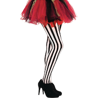 Collants rayés pour adulte, noir et blanc Front_Angled_Right