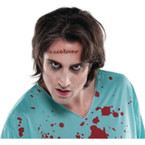 Tatouage temporaire de fausse blessure recousue, rouge, 4 po, cadeaux-surprises à porter pour l'Halloween Front_Flat