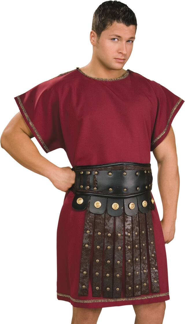 Adult Roman Spartan Tunic, Red, One Size, Wearable Costume Accessory for Halloween Front_Flat