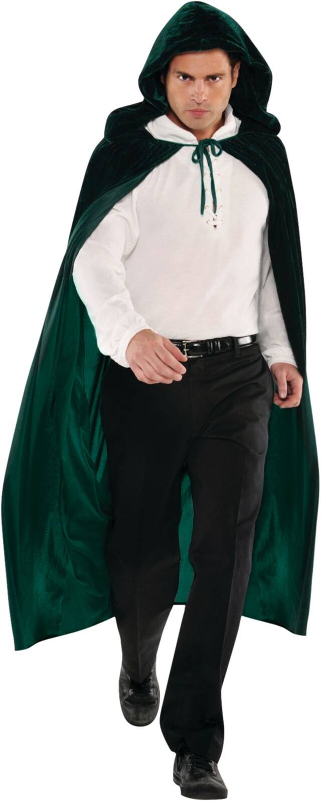 Adult Woodland Cape with Hood, Green, One Size, Wearable Costume Accessory for Halloween Front_Flat